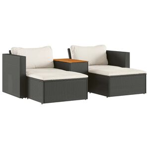 vidaXL sofas&aelig;t til haven 5 dele med hynder polyrattan akacietr&aelig; sort