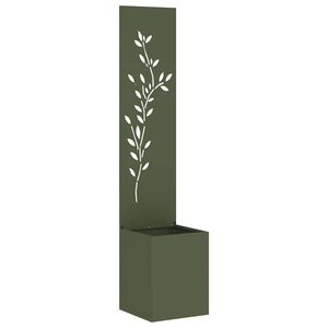 vidaXL Have privatliv sk&aelig;rm Blomstret Olivengr&oslash;n 32 x 32 x 150 cm