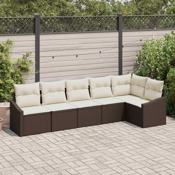 vidaXL Sofa S&aelig;t med pude 6 pcs Brun polyrattan