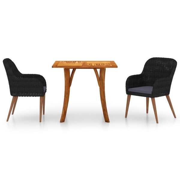 vidaXL spisebordss&aelig;t til haven 3 dele sort