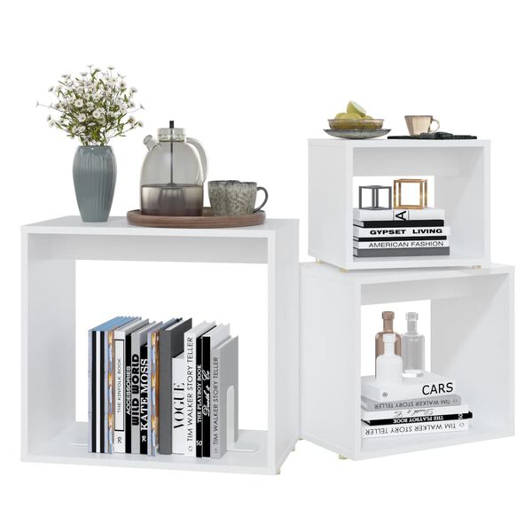 vidaXL indskudsborde 3 stk. konstrueret træ hvid