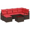 vidaXL Sofa S&aelig;t 7 stk. Brun og R&oslash;d polyrattan