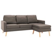 vidaXL 3-personers sofa med fodskammel stof gråbrun