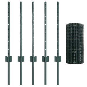 vidaXL Eurohegn med stolpe 10 x 0,6 m PVC-belagt st&aring;l Gr&oslash;n Mesh