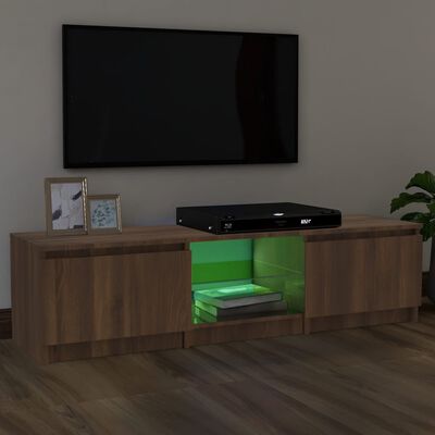 vidaXL tv-bord med LED-lys 140x40x35,5 cm brun egetræsfarve