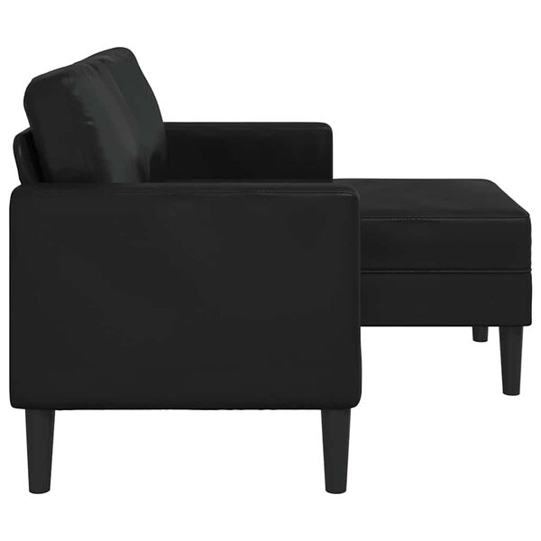 vidaXL 2-personers sofa med chaiselong L-formet sort 125 cm kunstl&aelig;der