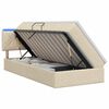 vidaXL LED opbevarings seng med madras Cremefarvet 90 x 190 cm Stof