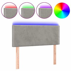 vidaXL sengegavl med LED-lys 80x5x78/88 cm velour lysegr&aring;