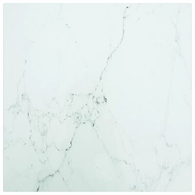 vidaXL bordplade 40x40 cm 6 mm hærdet glas med marmordesign hvid