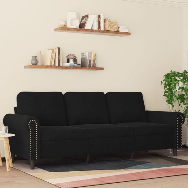 vidaXL 3-personers sofa 180 cm velour sort