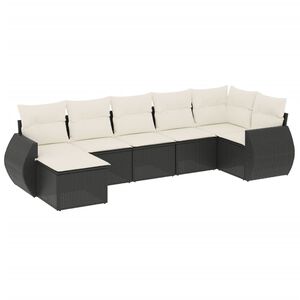 vidaXL sofas&aelig;t til haven 7 dele med hynder polyrattan sort