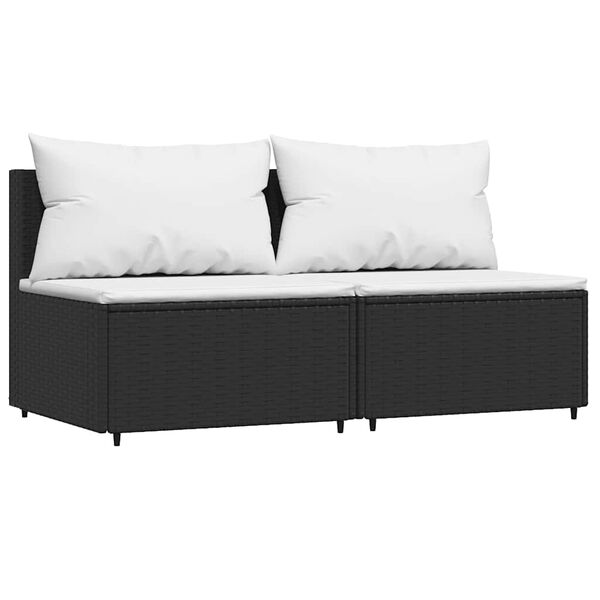 vidaXL midtermoduler til havesofa 2 stk. med hynder polyrattan sort