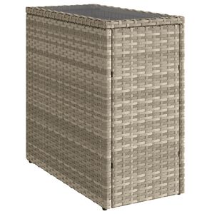 vidaXL havesidebord med glastop 58x27,5x55 cm polyrattan lysegr&aring;