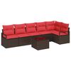 vidaXL Havesofa S&aelig;t 7 stk. Brun og R&oslash;d polyrattan