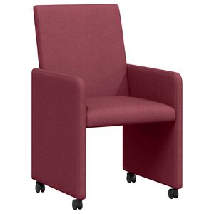 vidaXL Spisebordsstole med hjul 2 stk. Stof Vinr&oslash;d 57 x 66 x 94 cm