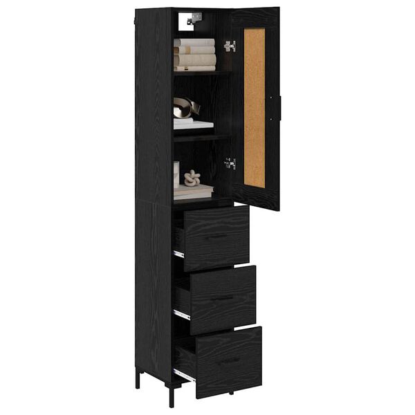 vidaXL Highboard med skuffe Sort eg 34,5 x 34 x 180 cm Konstrueret tr&aelig;
