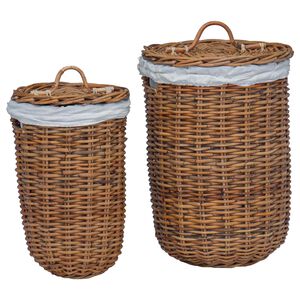 vidaXL Vaskekurv 2 pcs Brun Kubu rattan