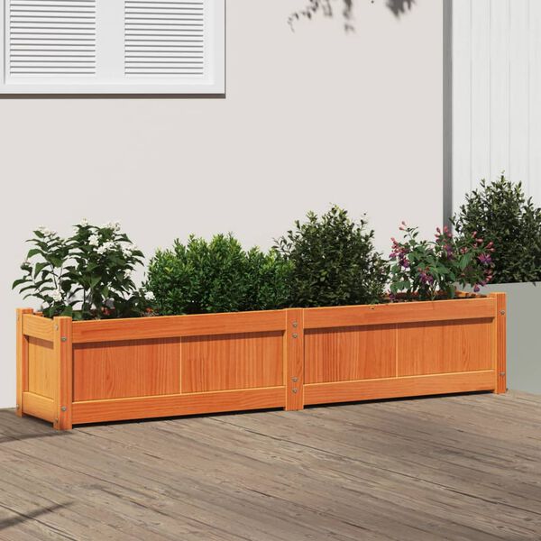 vidaXL plantekasse 150x31x31 cm massivt fyrretr&aelig; gyldenbrun