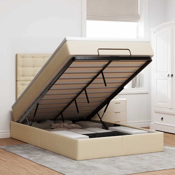 vidaXL osmannisk sengeramme med madras 120x200 cm stof cremefarvet