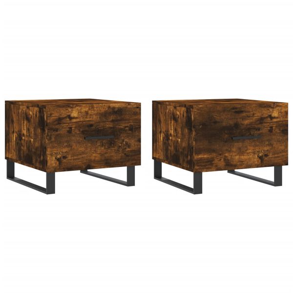 vidaXL sofaborde 2 stk. 50x50x40 cm konstrueret træ røget egetræsfarve