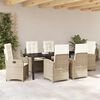 vidaXL Have Spisebordss&aelig;t med pude 7 pcs Beige polyrattan