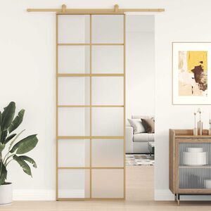 vidaXL skyded&oslash;r 76x205 cm matteret sikkerhedsglas og aluminium gylden
