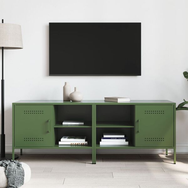 vidaXL tv-borde 2 stk. 68x39x50,5 cm st&aring;l olivengr&oslash;n