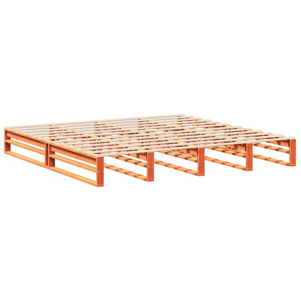 vidaXL sengeramme uden madras 200x200 cm massivt fyrretr&aelig; gyldenbrun