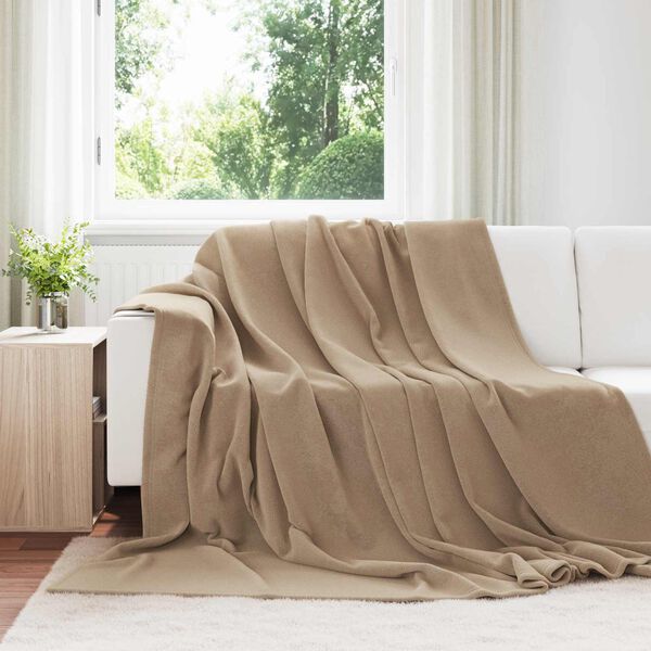 vidaXL Throw t&aelig;ppe Camel 220 x 240 cm Fleece