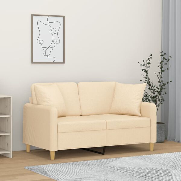 vidaXL 2-personers sofa med puder og hynder 120 cm stof cremefarvet