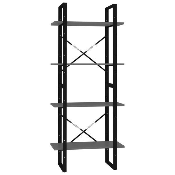 vidaXL bogreol med 4 hylder 60x30x140 cm konstrueret tr&aelig; gr&aring;