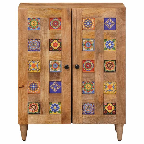 vidaXL Sideboard Naturfarvet 60 x 33,5 x 75 cm Massivt mangotr&aelig;