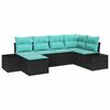 vidaXL Havesofa S&aelig;t 6 stk. Sort og turkis polyrattan