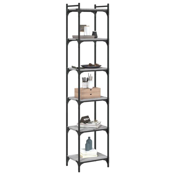 vidaXL bogreol 40x30x188 cm 6 hylder konstrueret tr&aelig; gr&aring; sonoma-eg