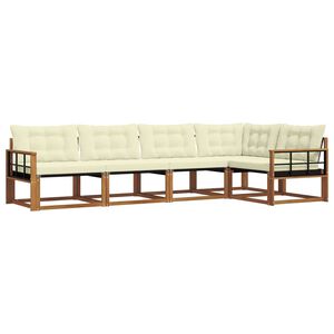 vidaXL Udend&oslash;rs sofagruppe med pude 5 pcs Naturlig og Fl&oslash;de