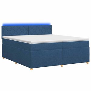 vidaXL Boxmadras med topmadras med hovedg&aelig;rde Bl&aring; 200 x 200 cm Stof