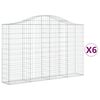 vidaXL buede gabionkurve 6 stk. 200x30x120/140 cm galvaniseret jern
