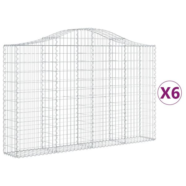vidaXL buede gabionkurve 6 stk. 200x30x120/140 cm galvaniseret jern