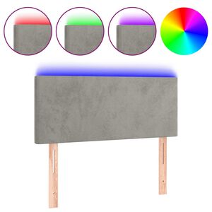 vidaXL sengegavl med LED-lys 80x5x78/88 cm velour lysegr&aring;