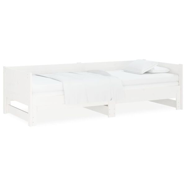 vidaXL daybed med udtr&aelig;k 2x(80x200) cm massivt fyrretr&aelig; hvid