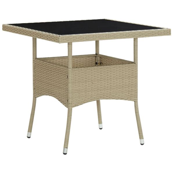 vidaXL havebord polyrattan og glas beige