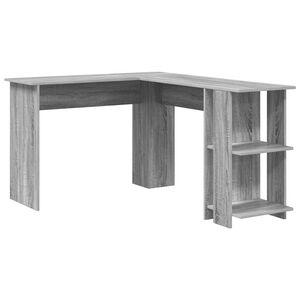 vidaXL Hj&oslash;rneskrivebord Gr&aring; Sonoma Konstrueret tr&aelig; 140 x 113,5 x 75 cm
