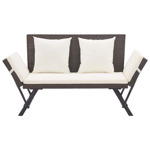 vidaXL haveb&aelig;nk med hynder 176 cm polyrattan brun