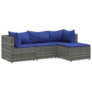vidaXL lounges&aelig;t til haven 4 dele med hynder polyrattan gr&aring;