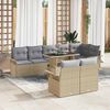 vidaXL Havesofa S&aelig;t med pude 9 pcs Beige Poly rattan