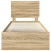 vidaXL Sengestel med hovedg&aelig;rde Sonoma eg 75 x 190 cm Massiv fyrretr&aelig;