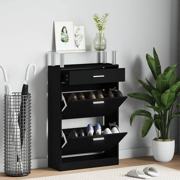 vidaXL skoskab 63x24x104 cm konstrueret tr&aelig; sort