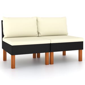 vidaXL midterdele til sofa 2 stk. polyrattan og massivt eukalyptustr&aelig;