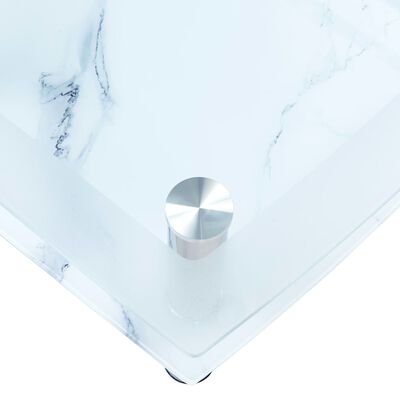 vidaXL sofabord med marmor-look 100 x 60 x 42 cm hærdet glas hvid