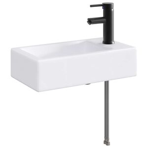 vidaXL Vask med armatur og afl&oslash;b Mat sort 45,5 x 25,5 x 13 cm Keramik